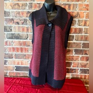 Westbound Winter Red Black Sleeveless Sweater Vest Women’s Size:M